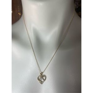 Gold Over 925 Sterling Silver Diamond Accent Heart Pendant Necklace 18.5” Long